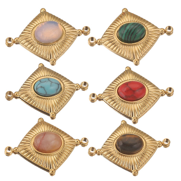 Stainless Steel Diamond Natural Stone Earrings Connector Accessories DIY Making Supplies Necklace Bracelet Accessories