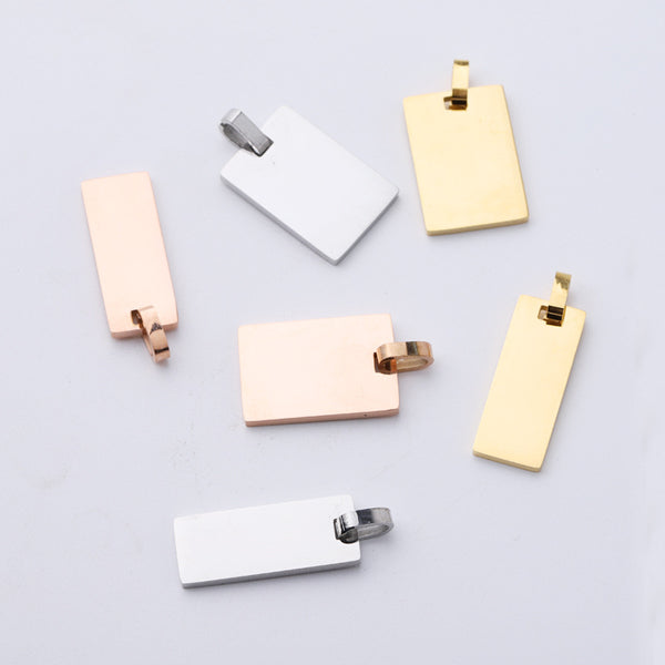 Mirror Stainless Steel Rectangular Pendant Diy Jewelry Accessories Glossy Can Be Engraved Square Plate 10*25 15*22
