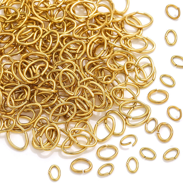 100pcs/Bag Stainless Steel 18k Vacuum Plating Egg Shaped Split Ring Gold Connection Ring Diy Jewelry Jump Ring