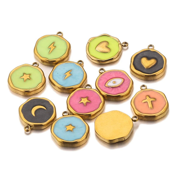 Stainless Steel Pentagram Lightning Medallion Tag Diy Cute Earrings Necklace Jewelry Make Pendant Jewelry
