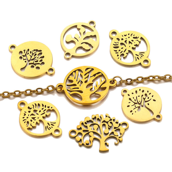 Stainless Steel Tree of Life Pendant Necklace Bracelet Pendant DIY Jewelry Making
