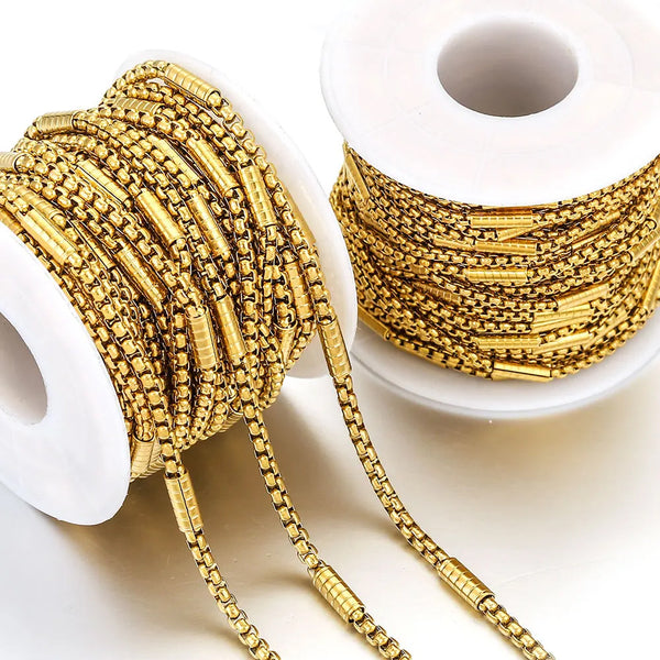 Stainless Steel Square Pearl Press-Clip Crosspipe Chain Diy Jewelry Handmade Chain