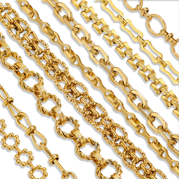 Stainless Steel Hip Hop Multi-Style 18k Gold Meter Chain