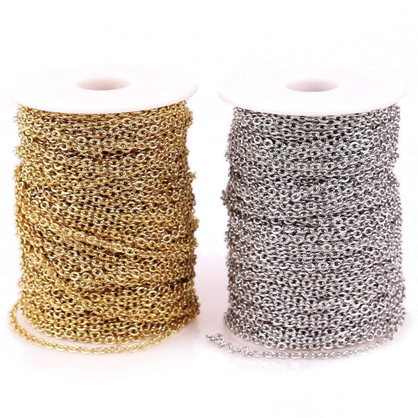 3mm Stainless Steel Jewelry Cross Chain Embossed Chain Gold Diy Jewelry