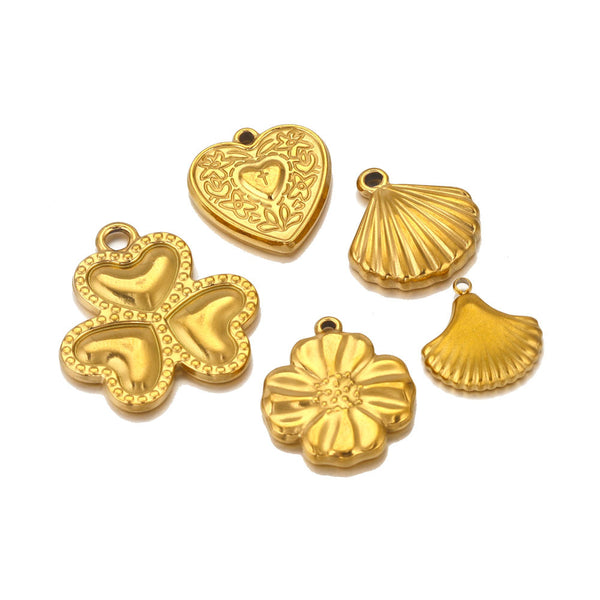Stainless Steel Flower Shell Love Necklace Jewelry Pendant Multi-Shape Pendant Diy Jewelry Accessories