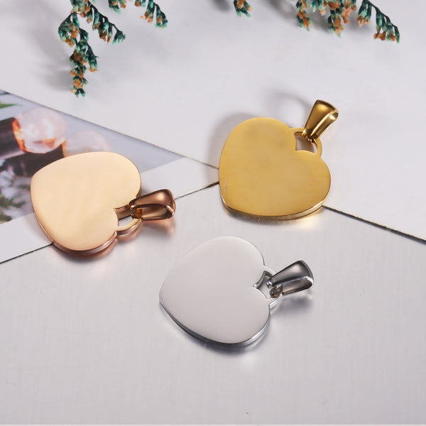 Mirror Stainless Steel Love Pendant Accessories Diy Peach Heart Belt Melon Seed Buckle Can Be Engraved Jewelry Pendant