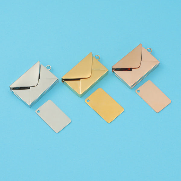 Mirror Stainless Steel Love Letter Envelope Outer Single Hole Stationery Available Diy Engravable Pendant Accessories