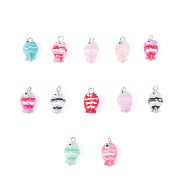 Ocean Cute Glass Painted Small Fish Pendant DIY Handmade Beaded Material Jewelry Loose Bead Accessories