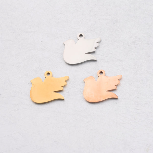 Mirror Stainless Steel And Flat Pigeon Pendant Accessories Diy Bird Pigeon Shape Pendant