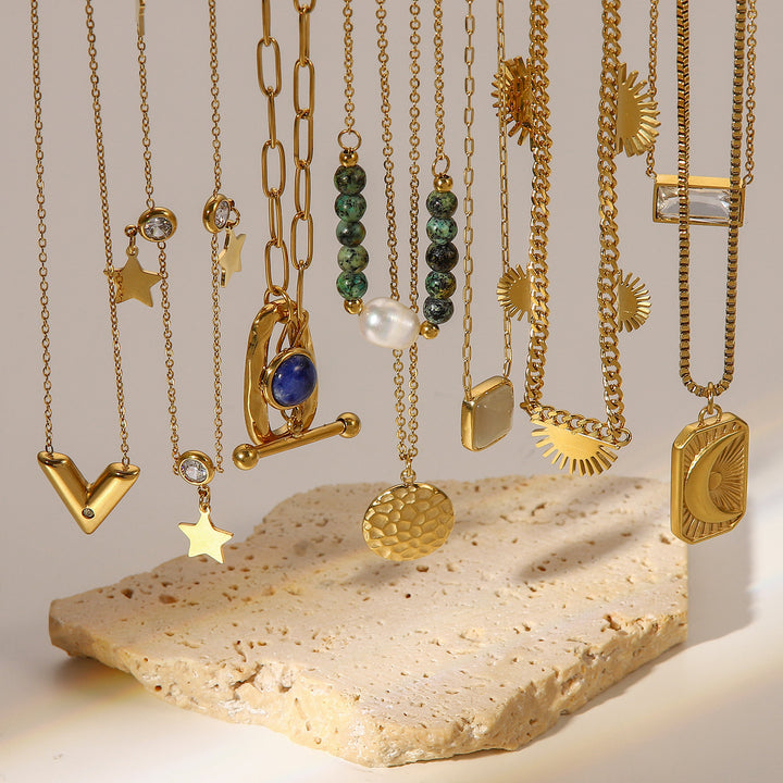 18k Gold Stainless Steel Necklace Women's Jewelry Fashion Personality Pendant Necklace