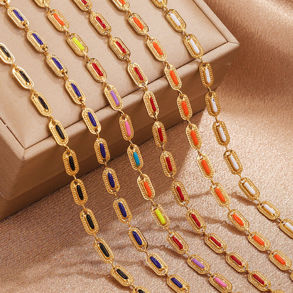 Colorful Dripping Oil Stainless Steel Chain Cuban Chain Diy Jewelry Accessories Loose Chains