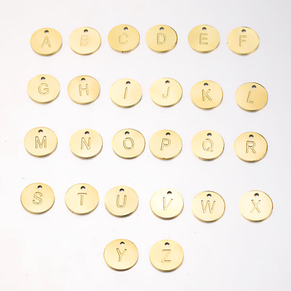 12mm English Letter Pendant Accessories Mirror Stainless Steel 26 English Letters Etched Lettering