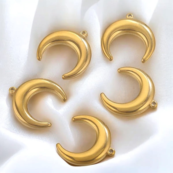 Stainless Steel Moon Pendant Simple Solid Pendant Diy Crescent Moon Jewelry Accessories
