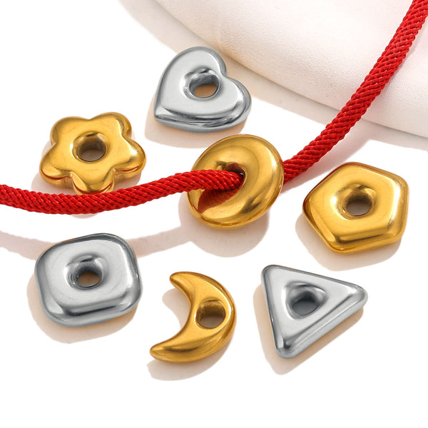 Stainless steel love pentagram star large hole hexagonal separator beads DIY jewelry accessories