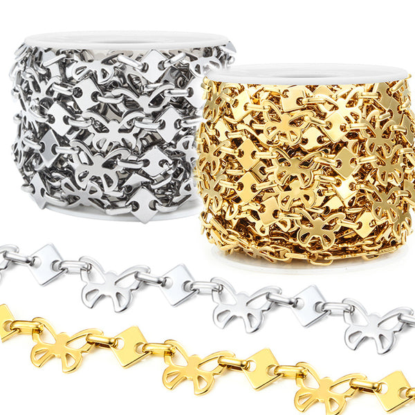 Stainless Steel Spliced Butterfly Chain Niche Chain DIY Necklace Bracelet Necklace Fashion Creative Design Accessories