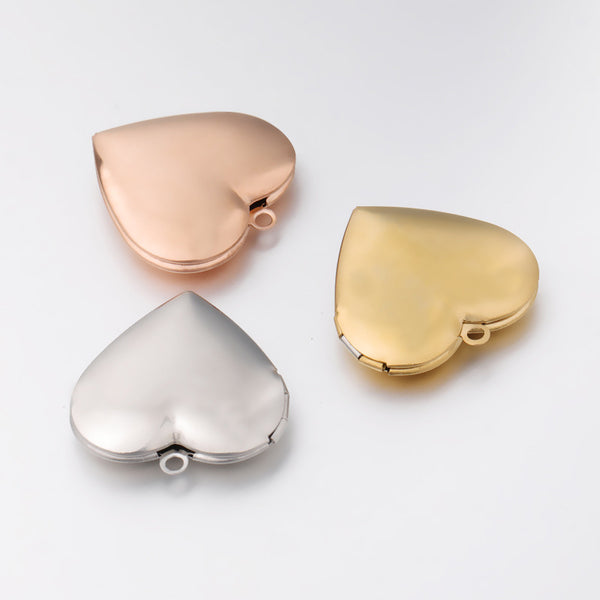 316L Cross-border Stainless Steel Glossy Love Peach Heart Photo Box Mirror Polished DIY Open Photo Box Couple Pendant