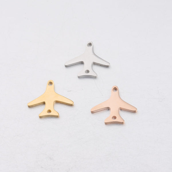 Mirror Stainless Steel Pendant Jewelry Accessories DIY Multi Specification Aircraft Shape Double Hole Pendant