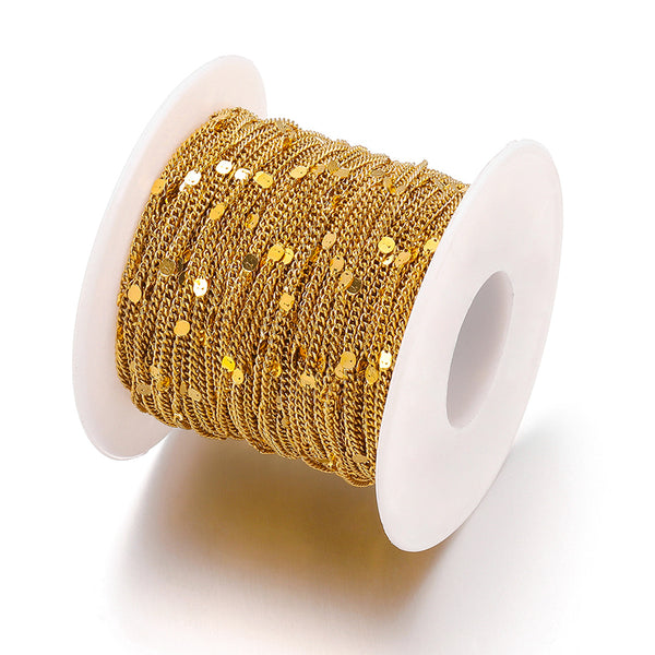Stainless Steel 18K Gold Plated Side Embossed Chain