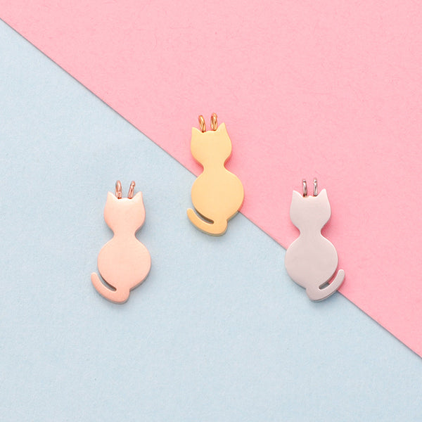 Polished Stainless Steel Animal Series Tag Accessories DIY Pet Cute Cat Pendant