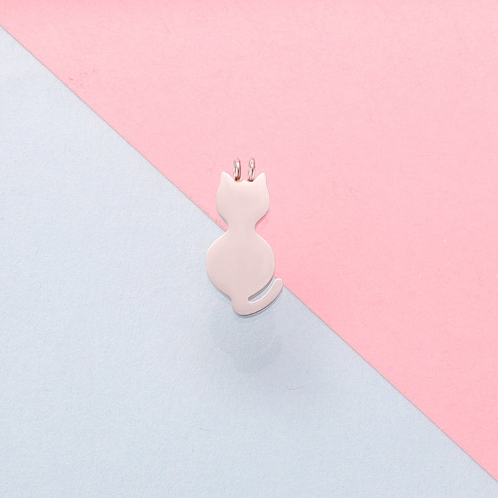 Polished Stainless Steel Animal Series Tag Accessories DIY Pet Cute Cat Pendant