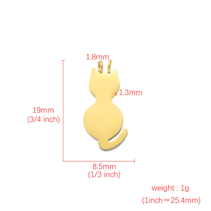 Polished Stainless Steel Animal Series Tag Accessories DIY Pet Cute Cat Pendant