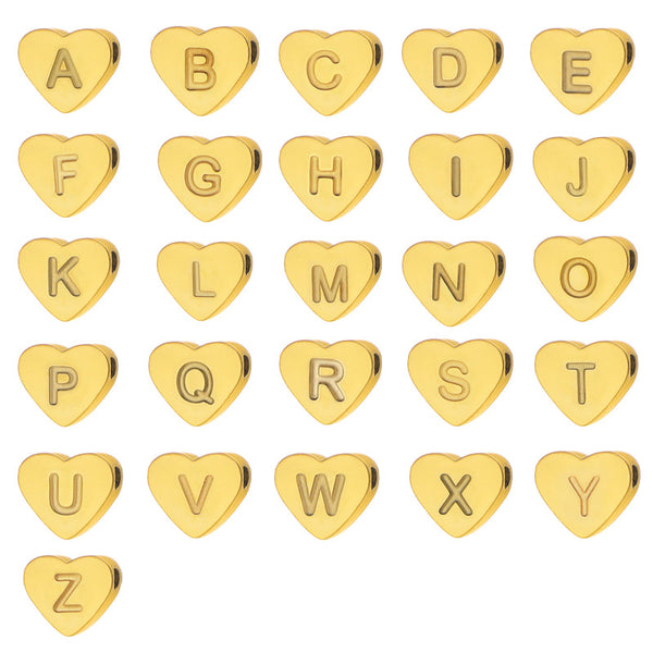 Love 26 Letter Peach Heart Perforated Stainless Steel Vacuum Electroplating Diy Jewelry Accessories