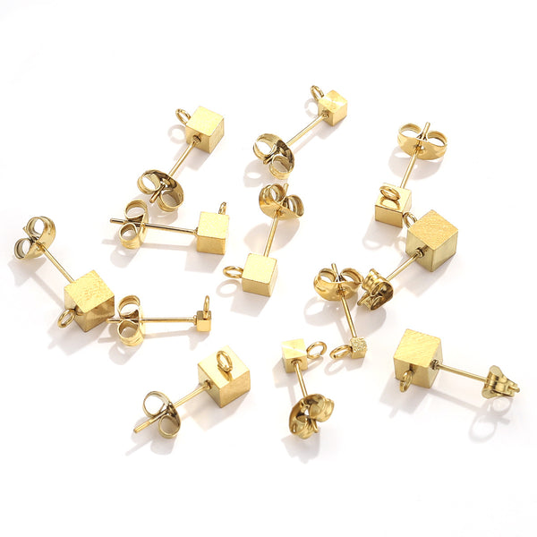 Stainless Steel Square Stud Post Diy Stud Earrings With Holes Accessories