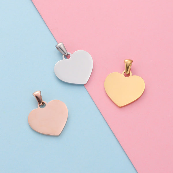 Mirror Stainless Steel Love Pendant Heart Pendant Engravable Hang Tag DIY Accessories 20*20mm