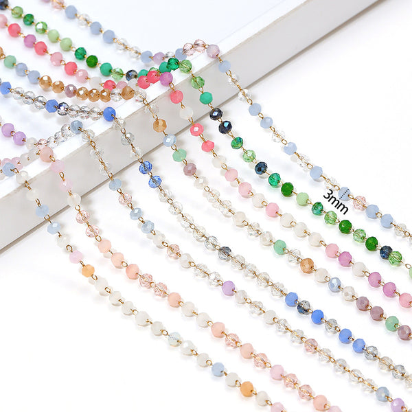 3mm Stainless Steel Amethyst Bead Chain Handmade Chain Fringe Decorative Chain Diy Necklace Bracelet Jewelry Accessories
