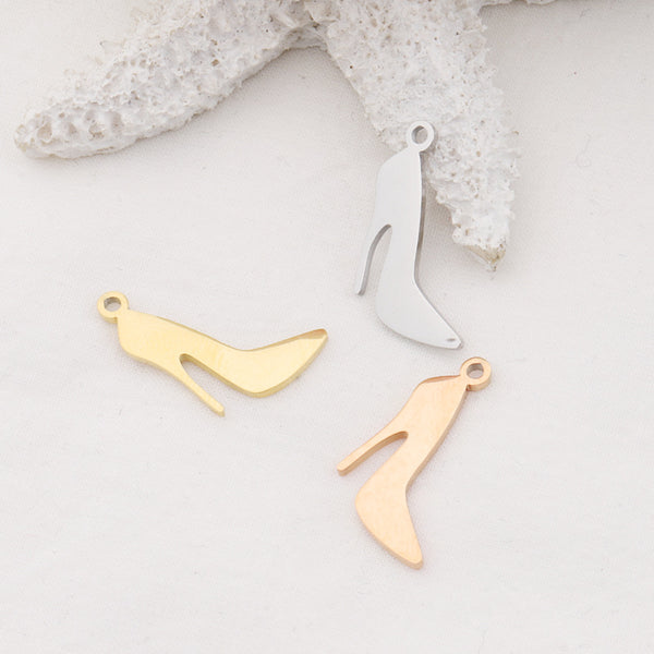 Mirror Stainless Steel Single Hole High Heels For Women Exquisite Fashion Pendant Diy Jewelry Accessories