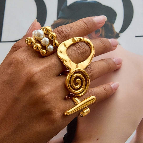 Geometric Stainless Steel Ring Non-Fading Jewelry  For Women