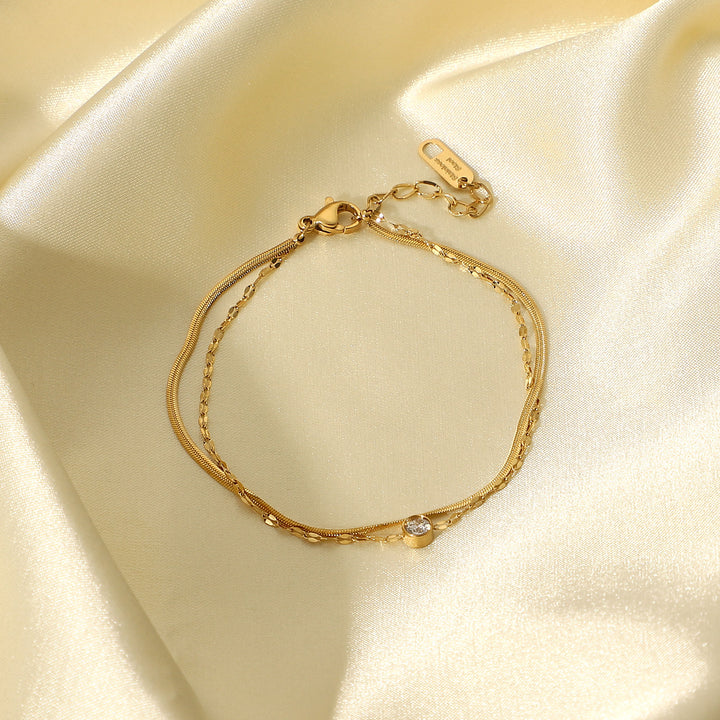 Stainless Steel Zircon Bracelet Premium Ins Double-Layer Hand Ornament