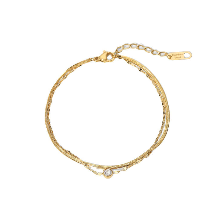 Stainless Steel Zircon Bracelet Premium Ins Double-Layer Hand Ornament