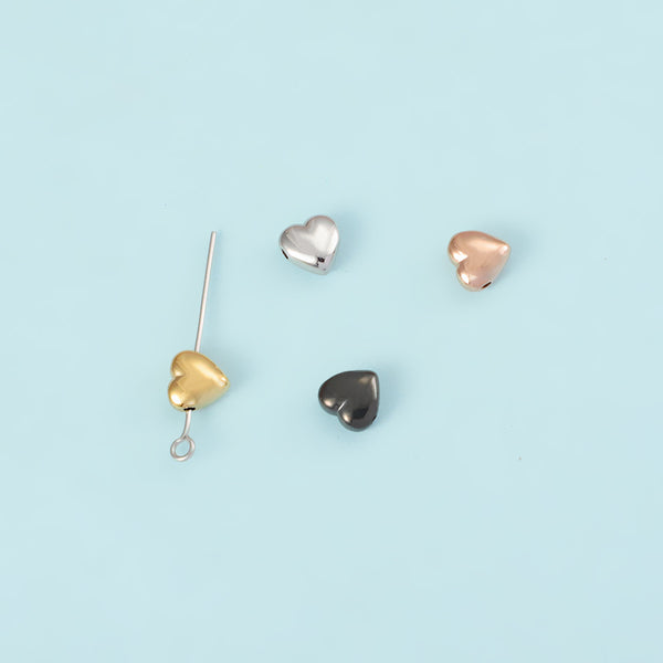 1MM Aperture Stainless Steel Mirror Love Pendant Heart Necklace Pendant Round Peach Heart Small Hole Bead Accessories