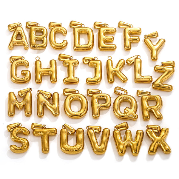 Diy Jewelry Accessories Stainless Steel Plated 18k Gold Mini Bubble Letter Pendant