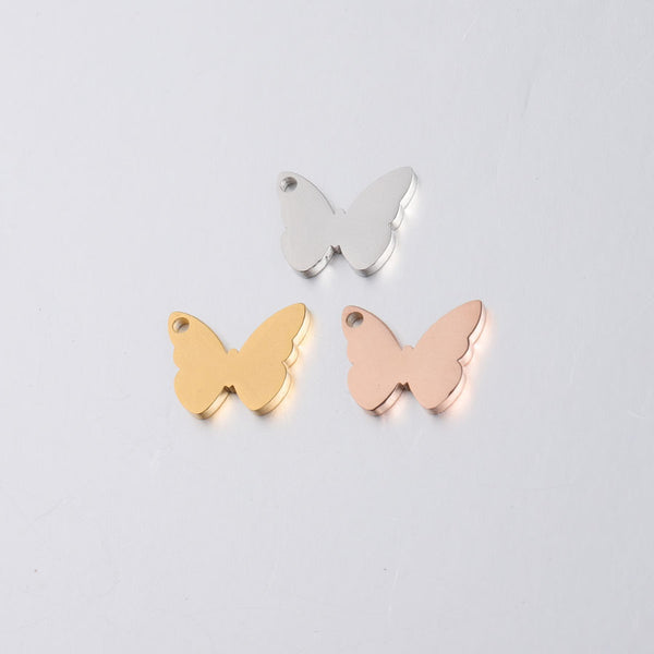 Butterfly Pendant Accessories Mirror Stainless Steel DIY Jewelry Accessories 11*14mm