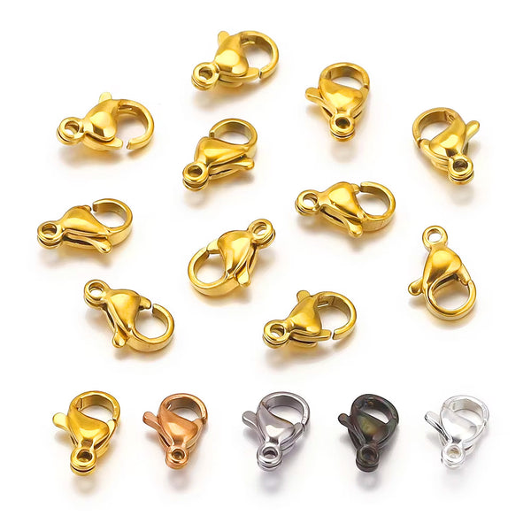 50PCS/Bag Stainless Steel Lobster Buckle Shrimp Bow Buckle Vacuum Gold-Plated Necklace Diy Jewelry Accessories
