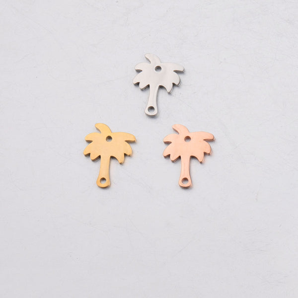 Coconut Tree Mirror Stainless Steel Pendant Pendant 11.5*15mm Jewelry DIY Bracelet Pendant Accessories