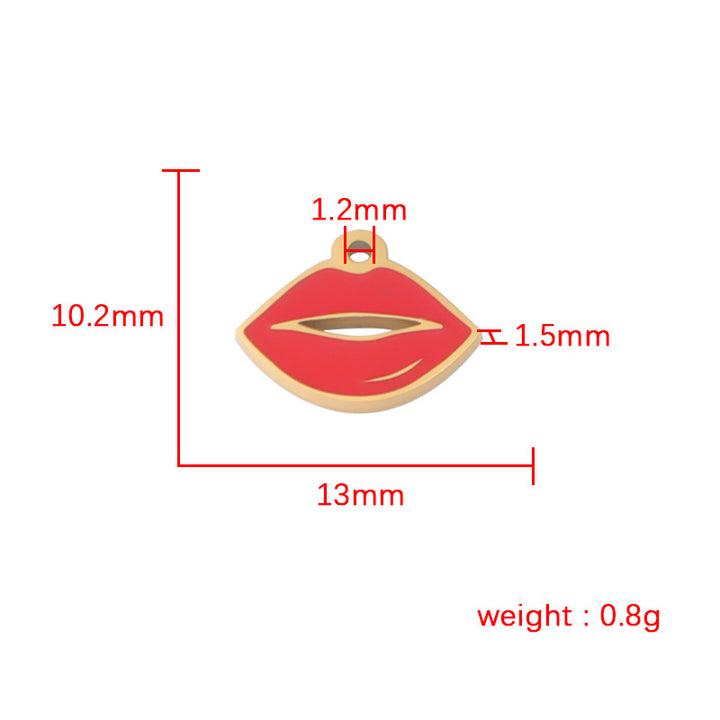 Mirror Stainless Steel Outer Single Hole Hollow Red Lip Pendant DIY Accessories