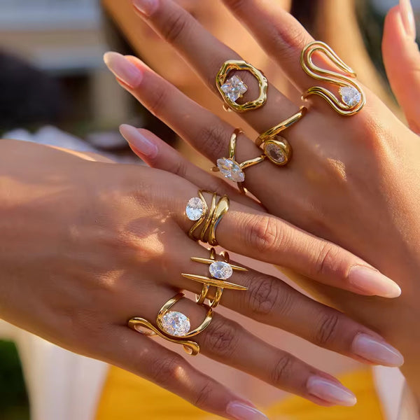 Zircon Rings Non-Fading Jewelry Stainless Steel Rings