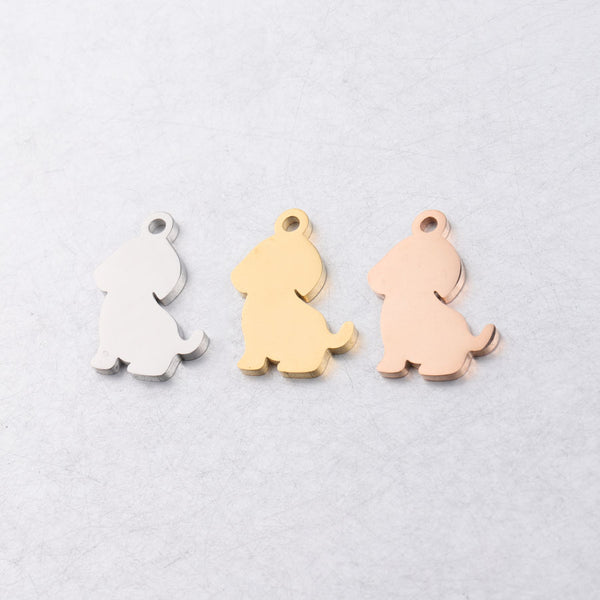 Pet Dog Accessories Stainless Steel Puppy Pendant Pendant Cute Animal Dog DIY Accessories 16x21mm