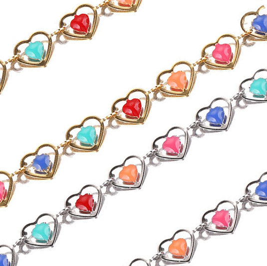 Stainless Steel Dripping Love Chain Necklace Heart Bracelet With Chain Diy Chain Jewelry Accessories